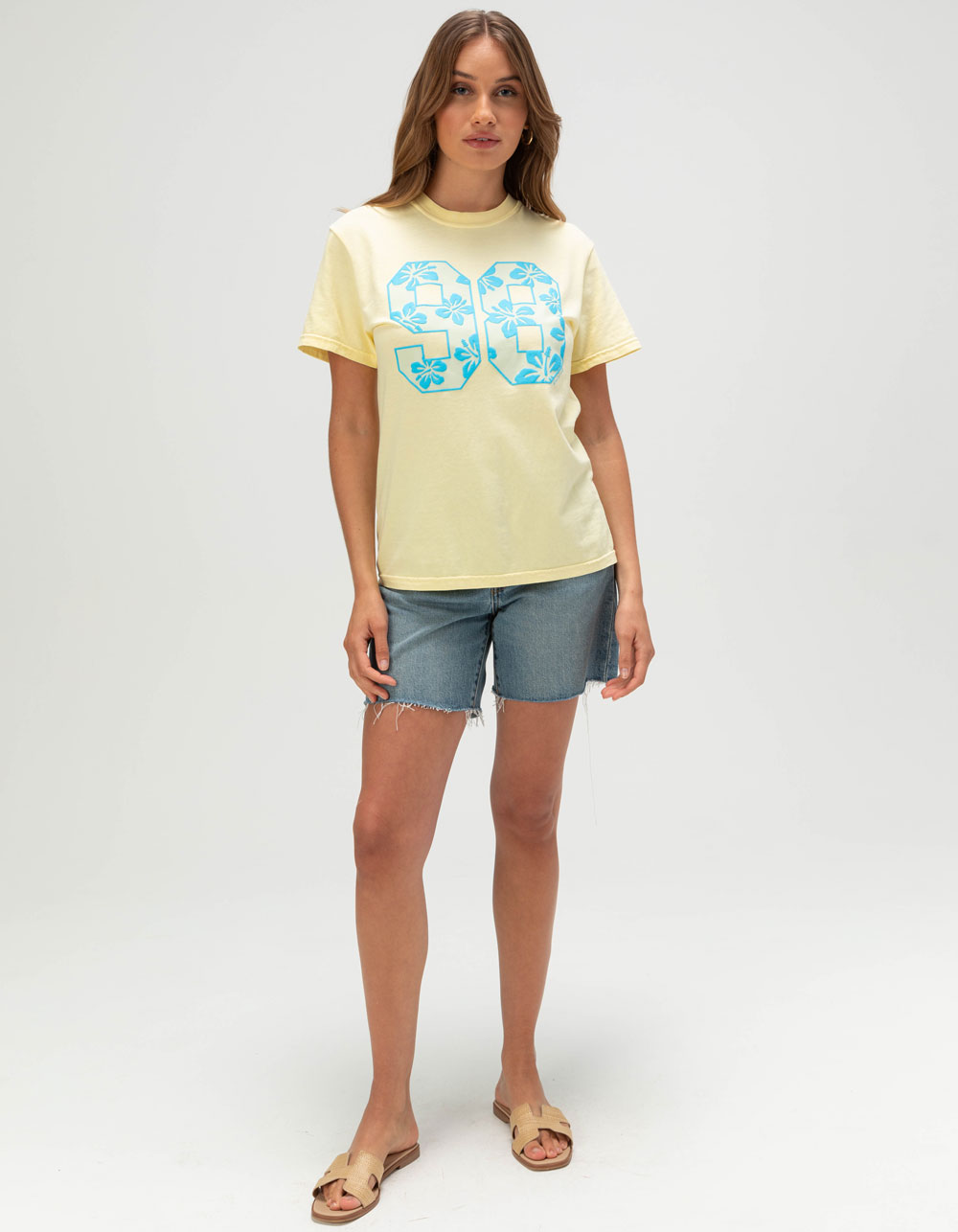 RIOT SOCIETY 98 Hibiscus Womens Tee - YELLOW