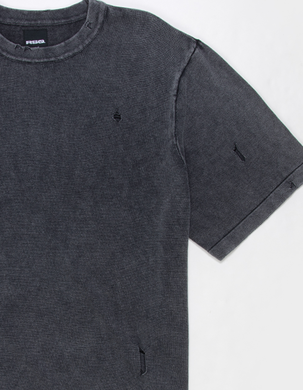 RSQ Distressed Mens Tee - WASHED BLACK