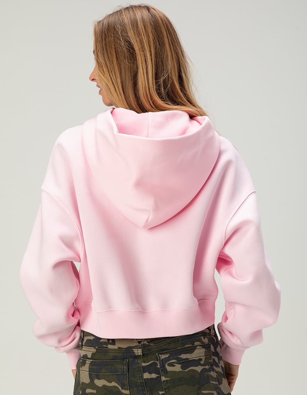 NIKE Sportswear Phoenix Womens Oversized Cropped Henley Hoodie - LIGHT PINK