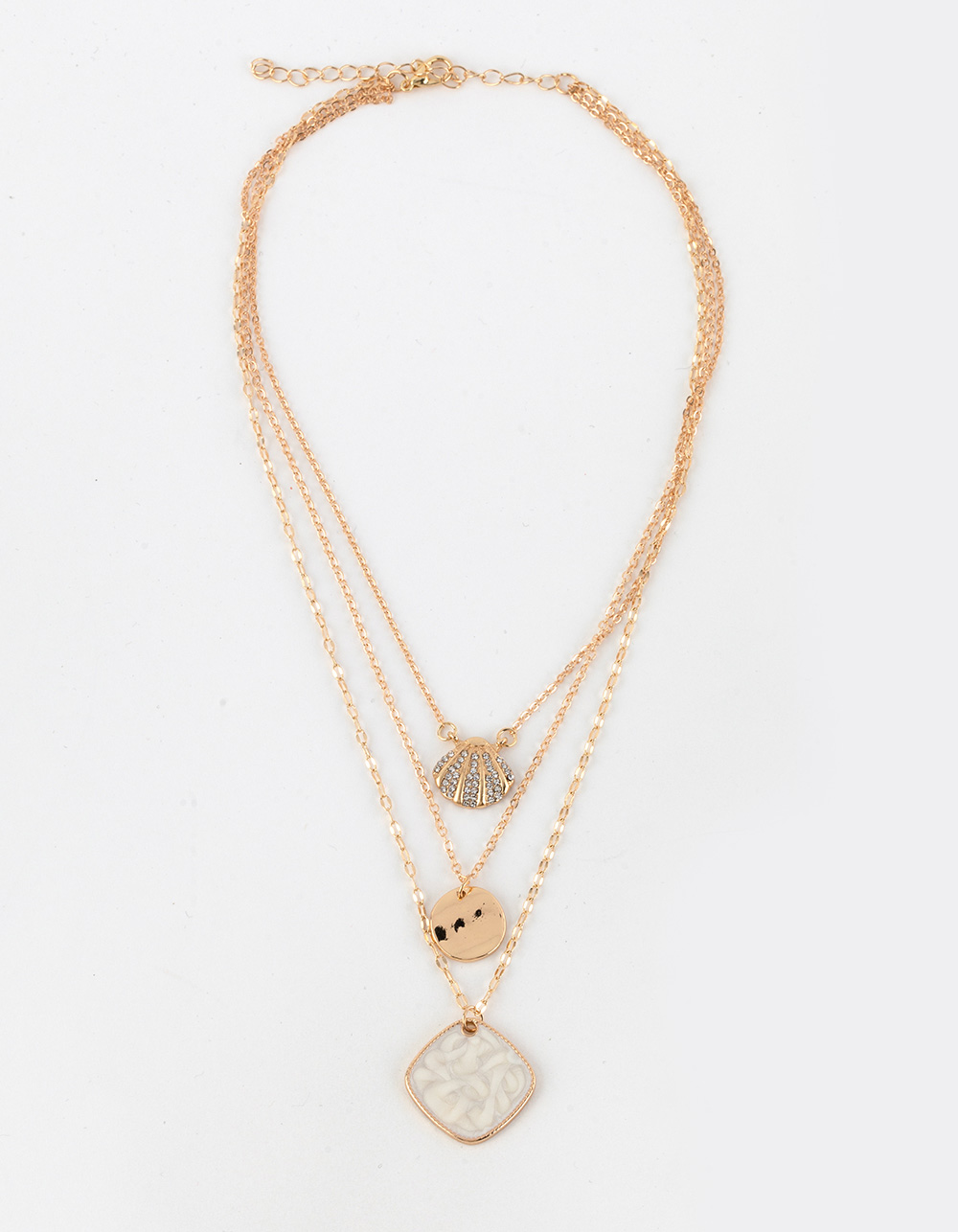 FULL TILT Layered Shell/Coin Necklace - GOLD