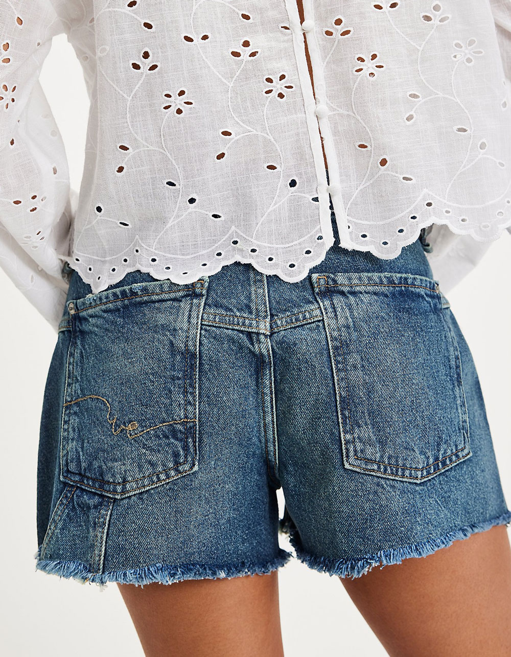 FREE PEOPLE Now Or Never Womens Denim Shorts - MEDIUM WASH