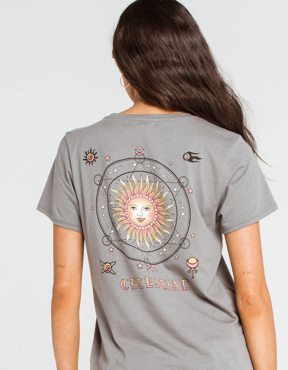 FULL TILT Cosmic Sun Womens Tee - CHARCOAL | Tillys