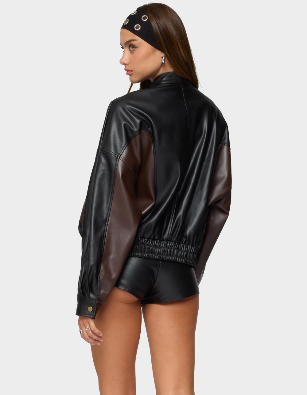 EDIKTED Lavena Contrast Faux Leather Jacket - BLACK