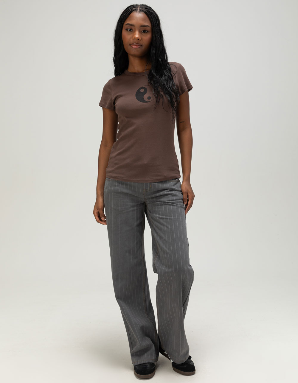 FULL TILT Yin Yang Womens Baby Tee - BROWN