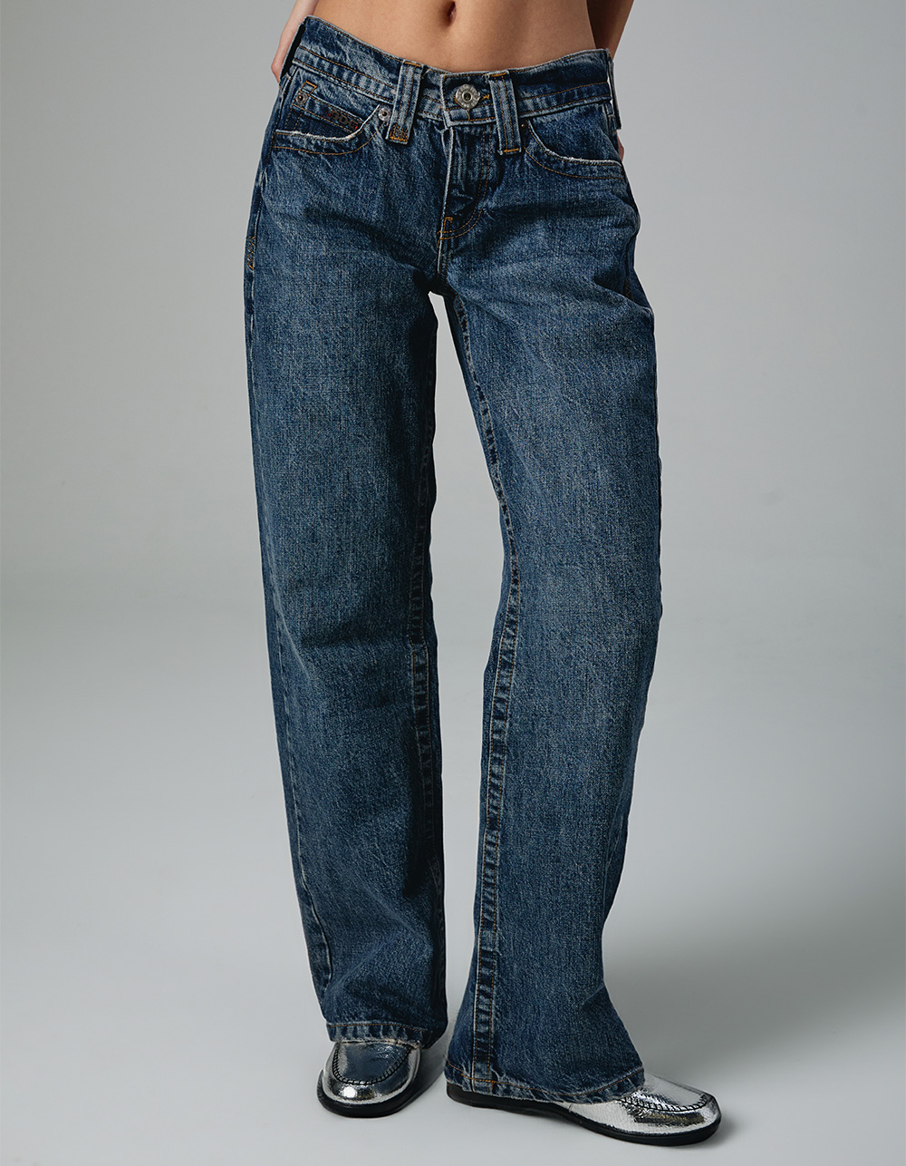 BDG Urban Outfitters Kayla Low Rise Slouchy Womens Boyfriend Jeans - DARK VINTAGE