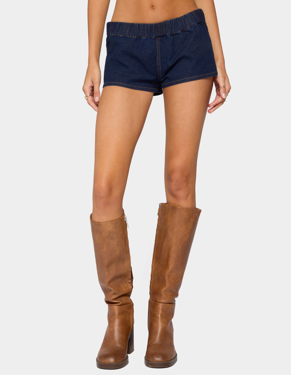 EDIKTED Aggie Denim Micro Shorts - BLUE