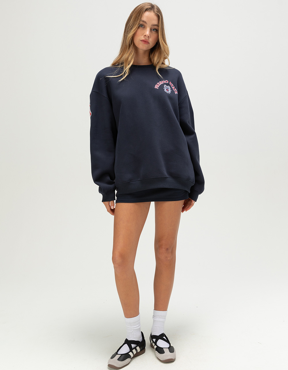 HYPE AND VICE Fresno State University Womens Crewneck Sweatshirt - NAVY