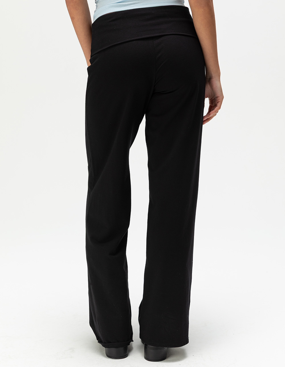 TILLYS Womens Fold Over Wide Leg Pants - BLACK