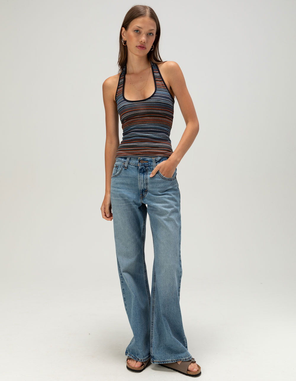 RSQ Womens Stripe Halter Top - BLUE COMBO