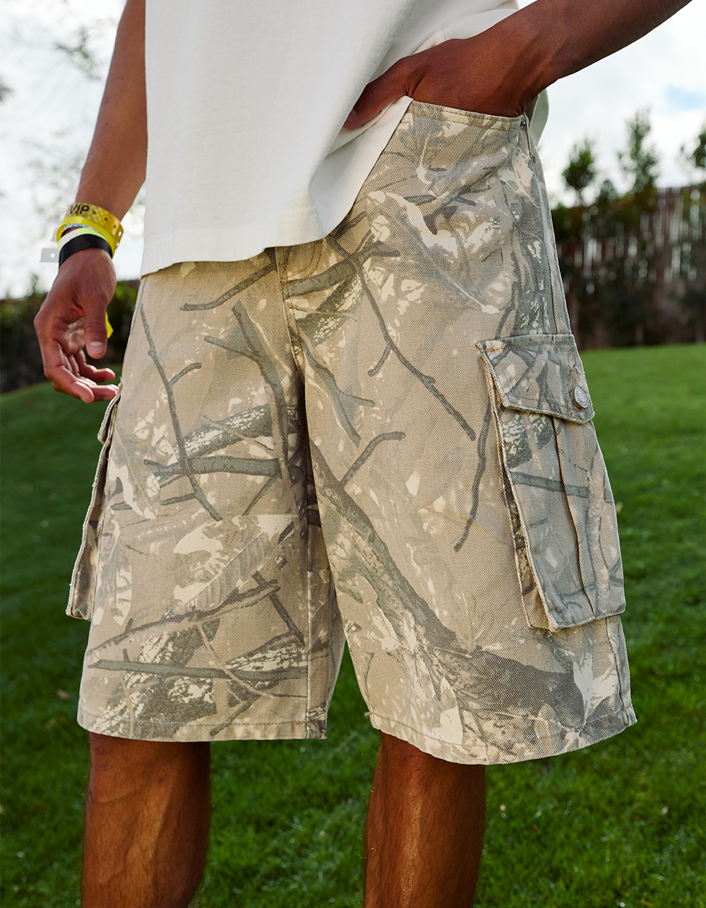 RSQ Mens CAMO Cargo Jorts - KHAKI