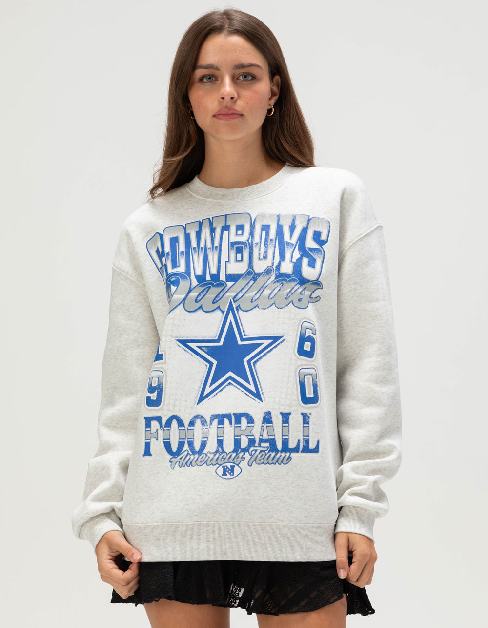 THE WILD COLLECTIVE Dallas Cowboys Womens Crewneck Sweatshirt - GRAY