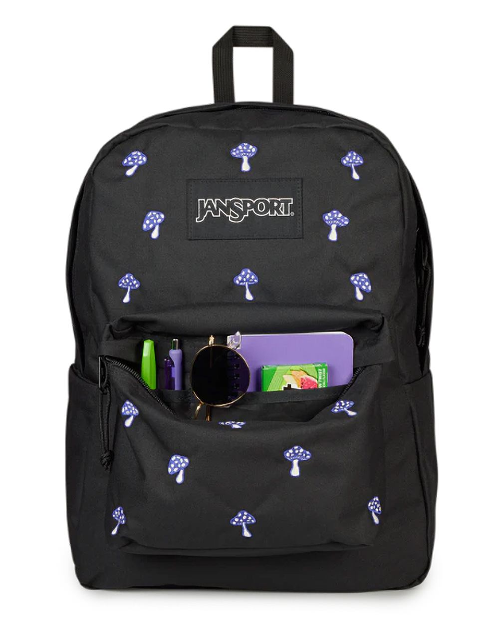JANSPORT SuperBreak Plus FX Backpack - EMBROIDERED SHROOMS BLACK