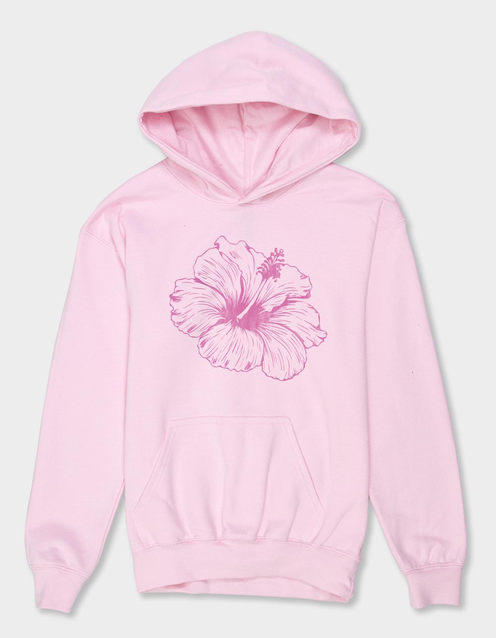 HIBISCUS Outline Unisex Kids Hoodie - LIGHT PINK
