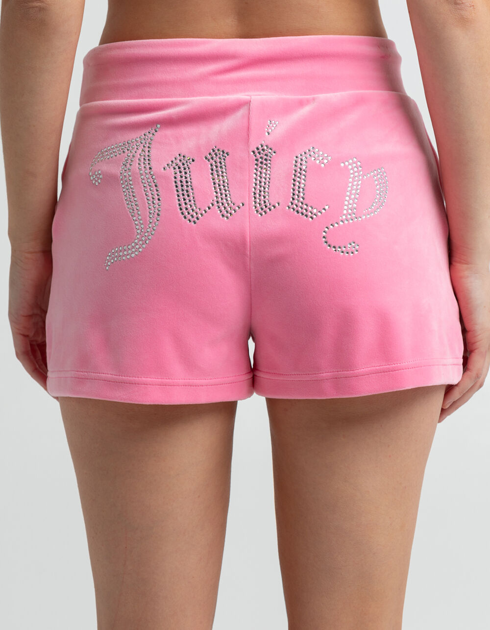 JUICY COUTURE Womens Velour Bling Shorts - HOT PINK