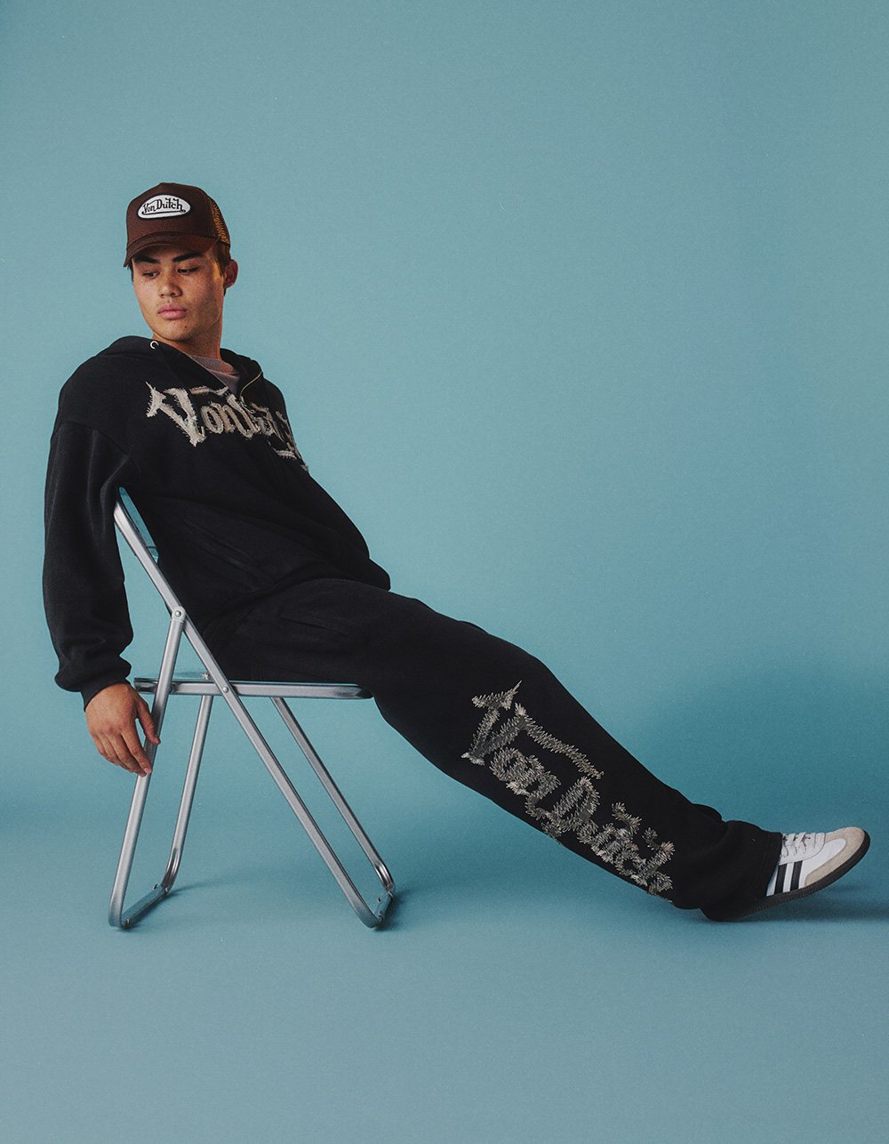 VON DUTCH Patch Logo Mens Sweatpants - WASHED BLACK