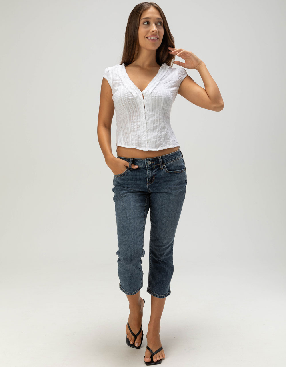 RSQ Womens Button Front Top - WHITE