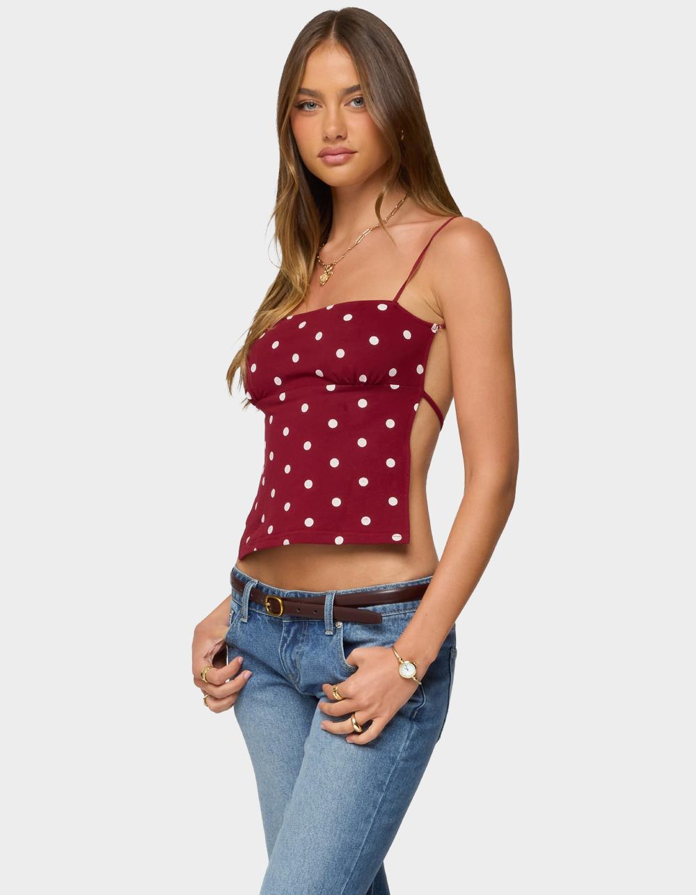 EDIKTED Jinx Open-Back Top - DK RED