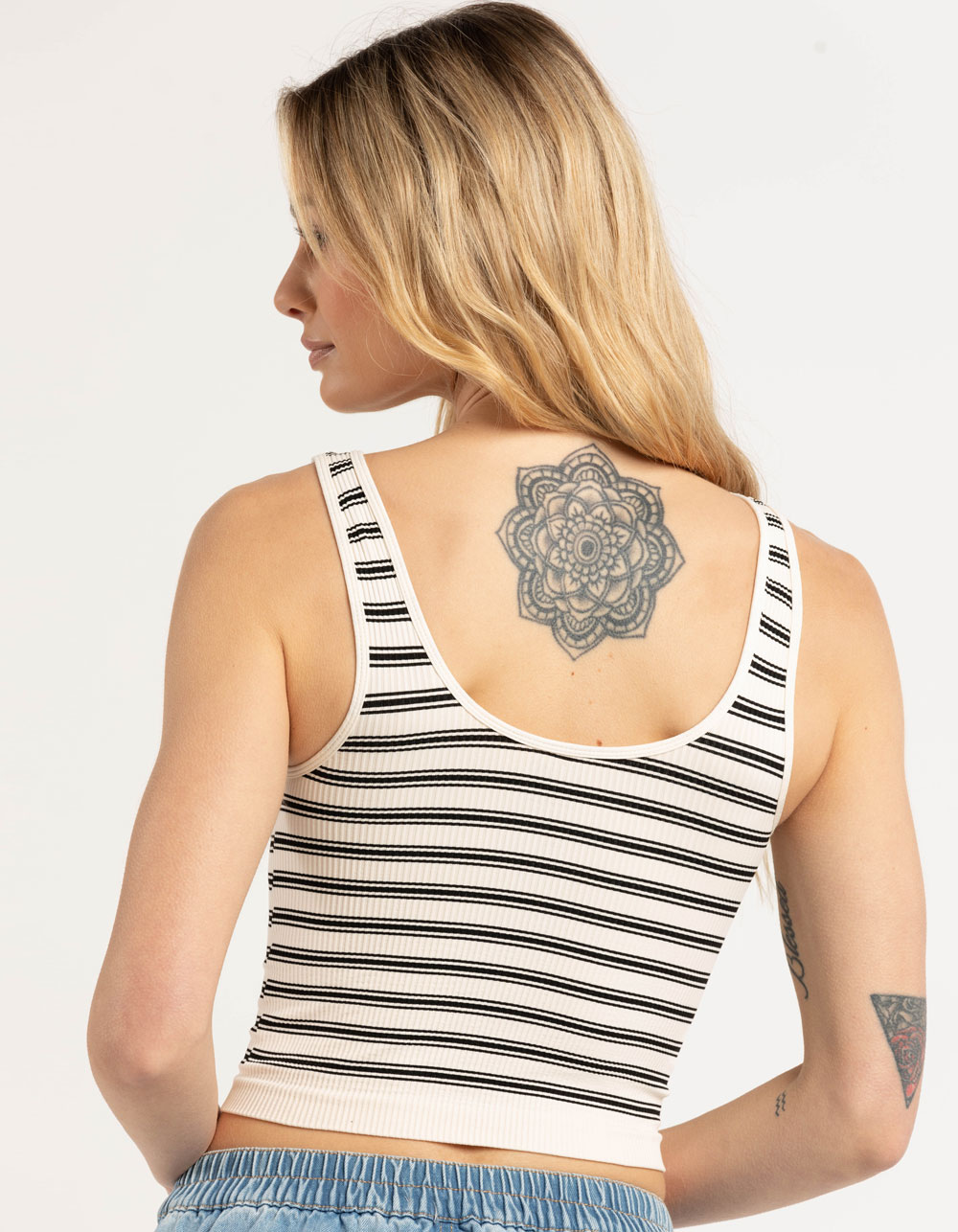 TILLYS Seamless VNeck Stripe Womens Tank Top CREAM/BLACK Tillys