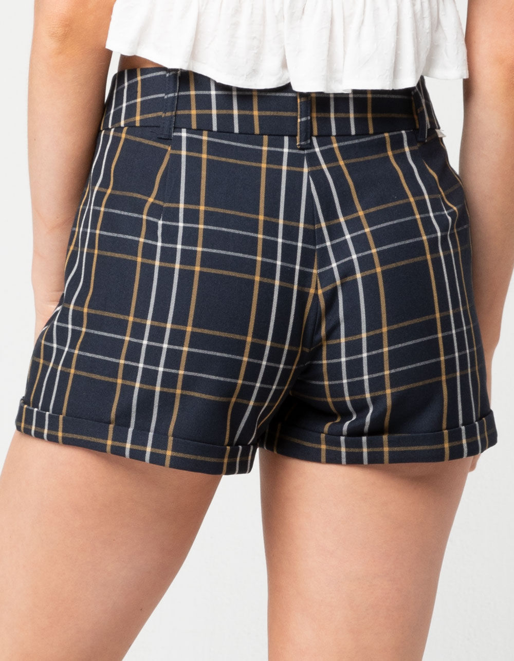 SKY AND SPARROW Plaid Womens Shorts - NAVY COMBO | Tillys