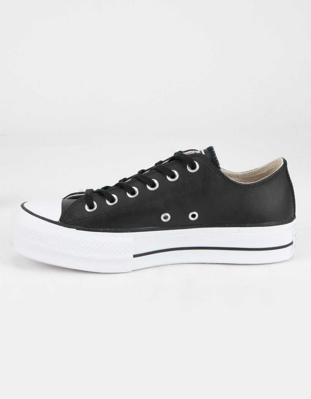 CONVERSE Leather Chuck Taylor All Star Lift Womens Black Low Top Shoes ...