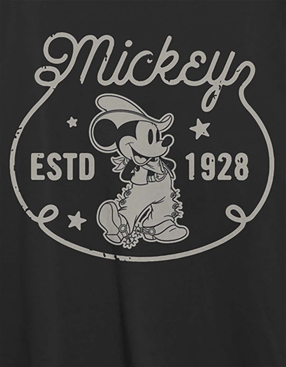 DISNEY Mickey Mouse Cowboy 1928 Unisex Oversized Tee - BLACK
