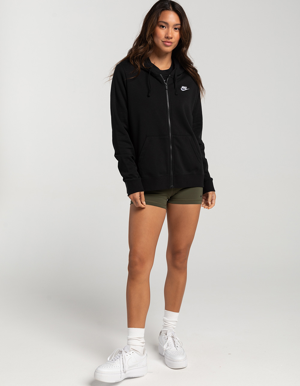 NIKE Sportswear Club Womens Zip-Up Fleece Hoodie - BLACK
