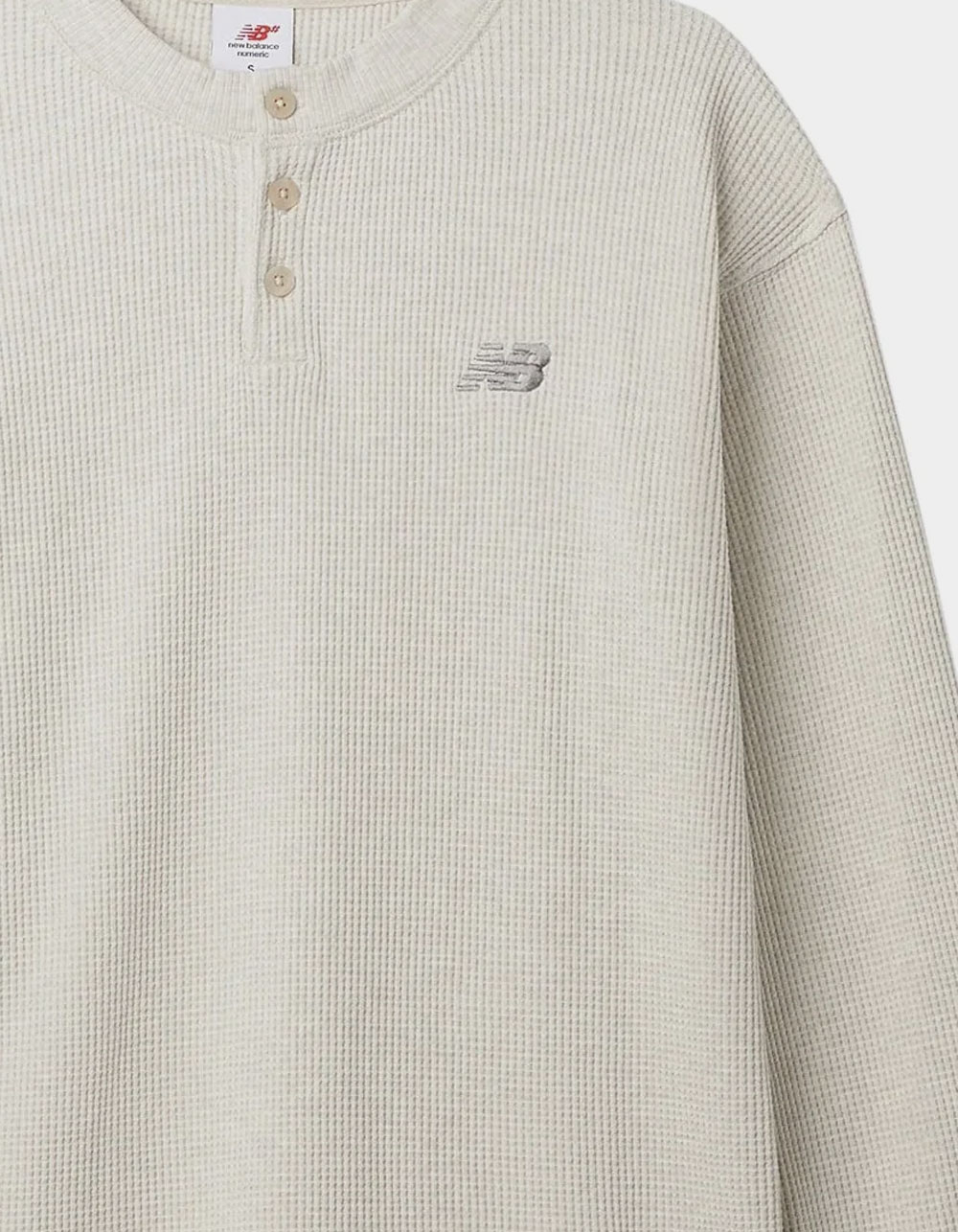 NEW BALANCE Numeric Waffle Knit Mens Long Sleeve Henley - OATMEAL