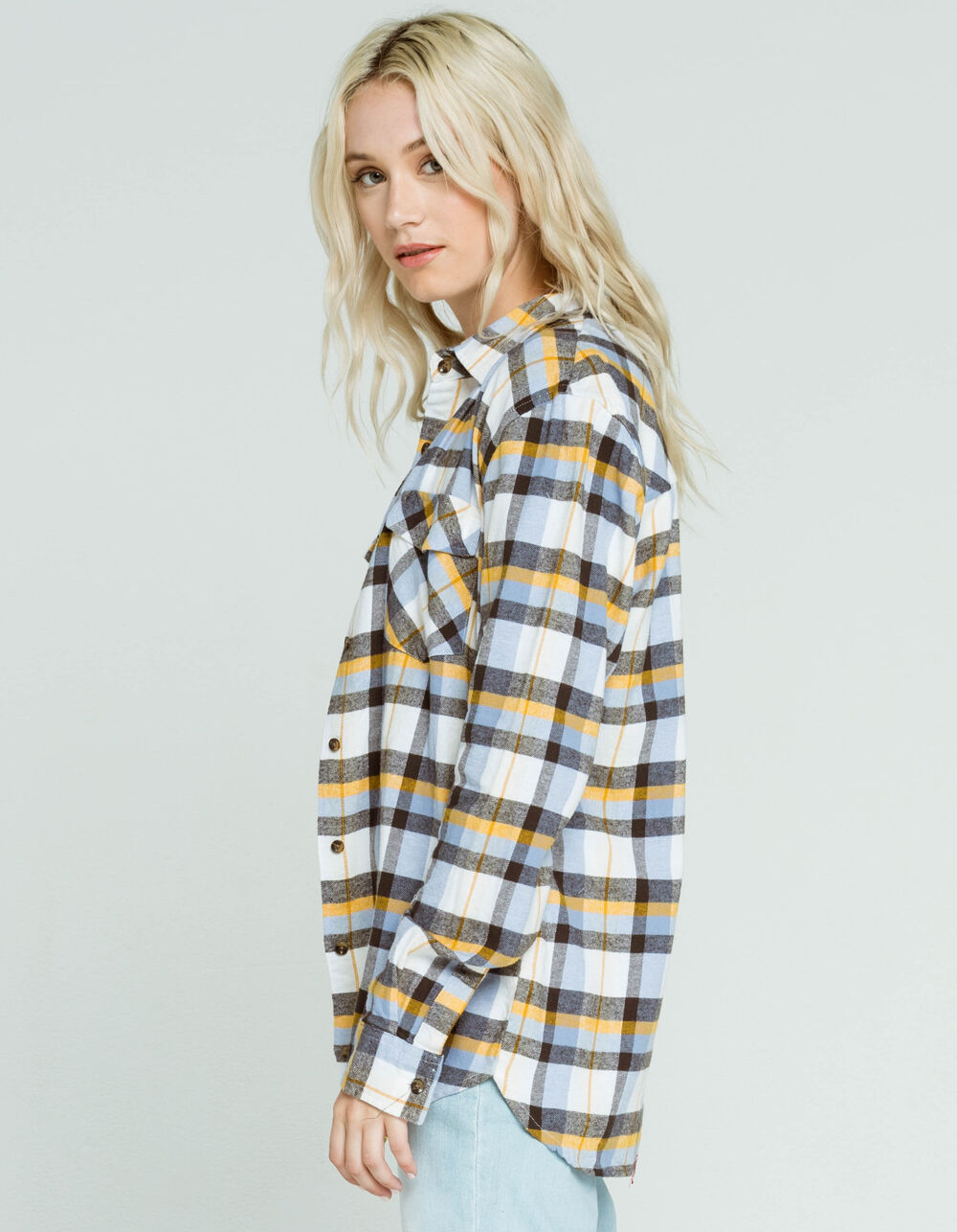 RSQ Sadie Washed Plaid Womens Flannel Shirt - WHTBL | Tillys