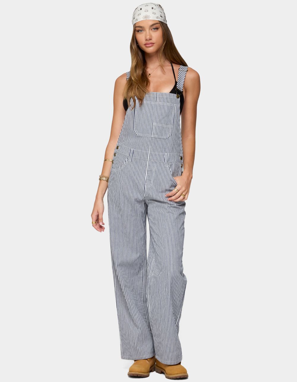EDIKTED Tamsin Striped Overalls - NAVY