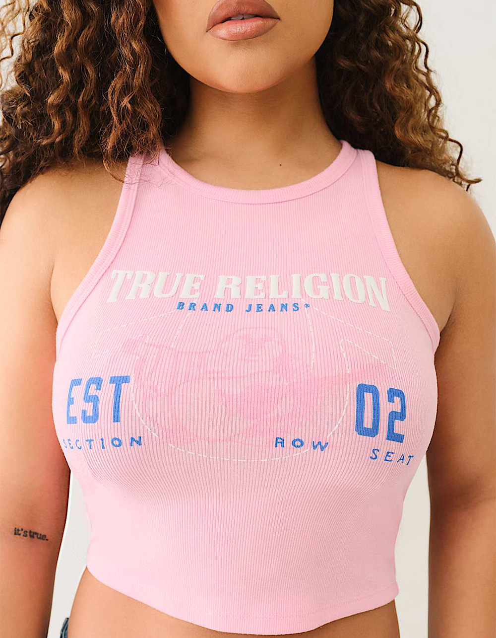 TRUE RELIGION Ribbed Buddha Logo Womens Tank Top