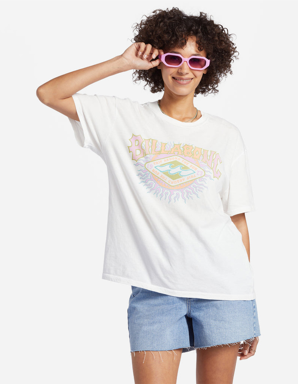 BILLABONG Around The Sun Womens Oversized Tee - WHITE