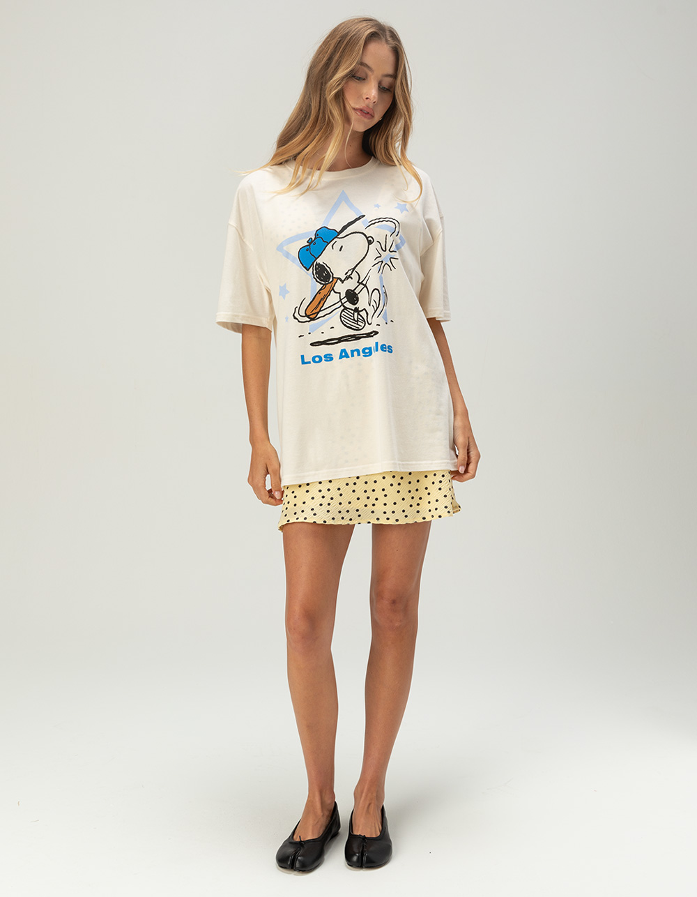 PEANUTS Baseball Womens Boyfriend Tee - IVORY