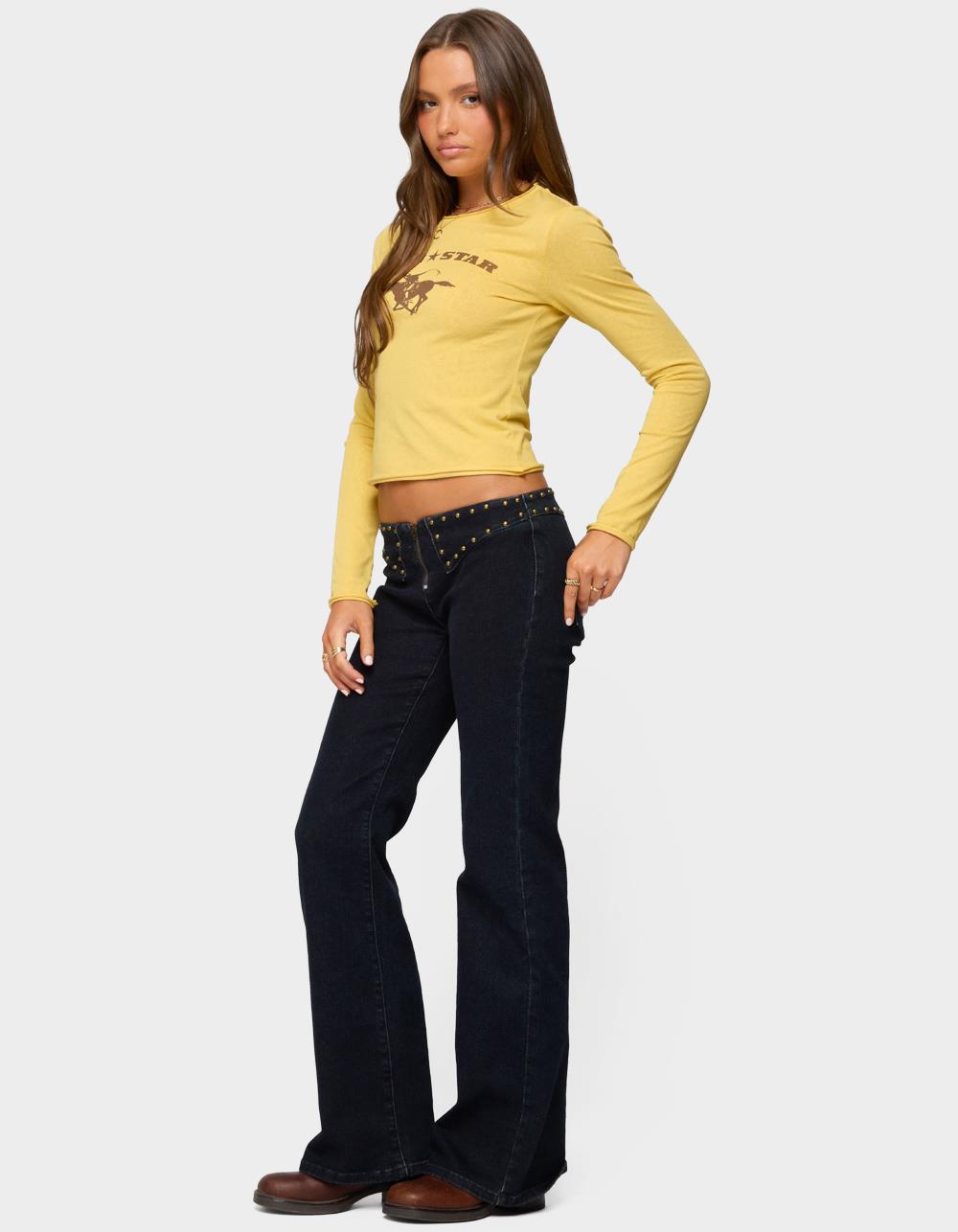 EDIKTED Lone Star Long Sleeve Tee - YELLOW