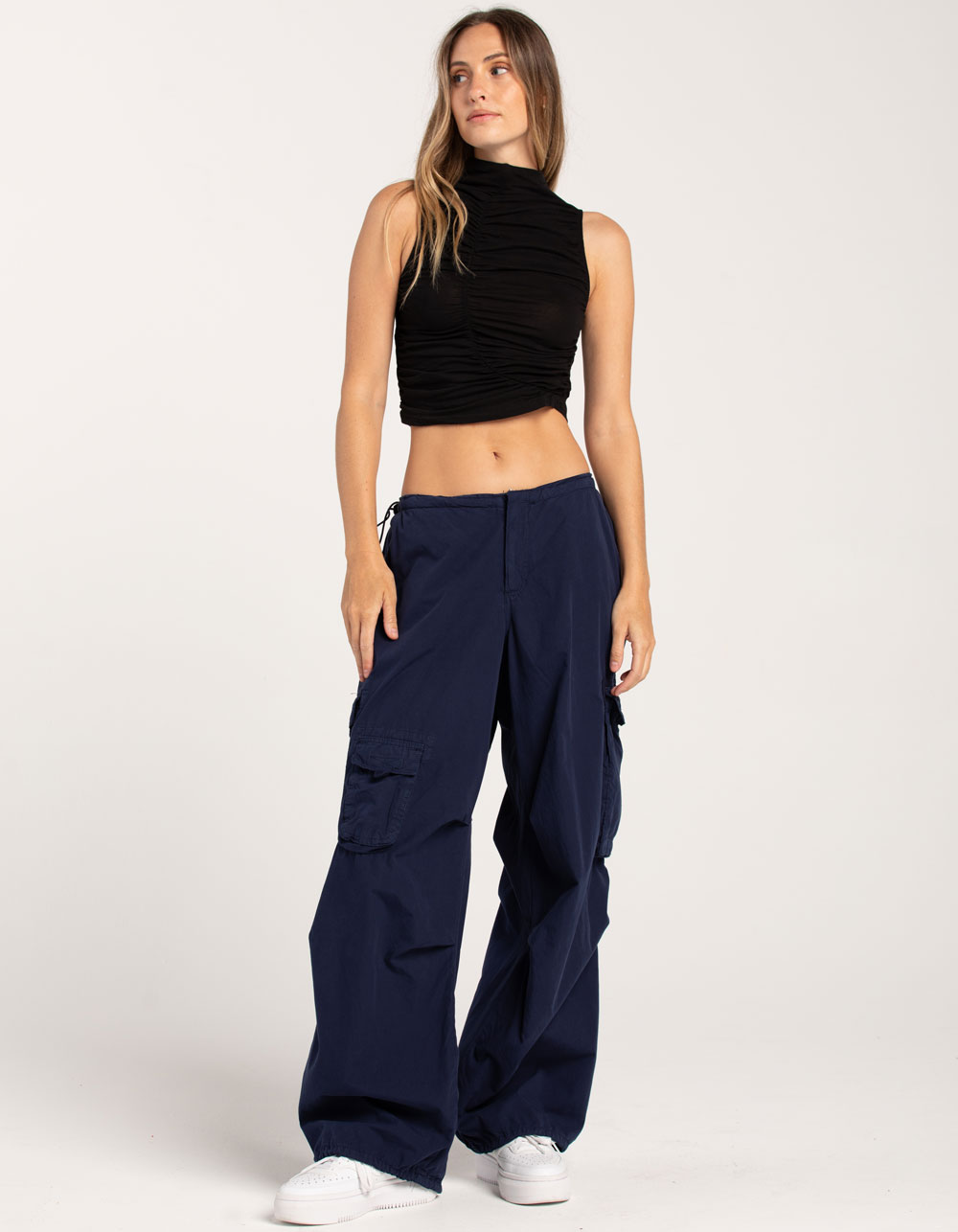 BDG Urban Outfitters Washed Ruched Knit Womens Top - BLACK