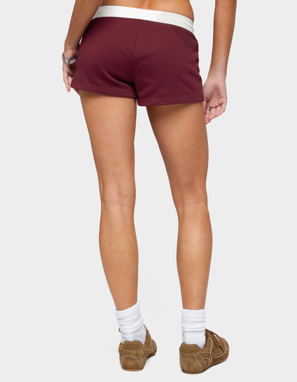 Edikted Athlete Contrast Micro Shorts - DK RED