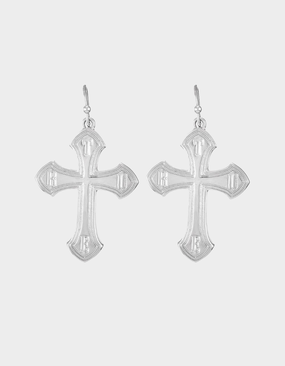 TRUE RELIGION Cross Drop Earrings - SILVER