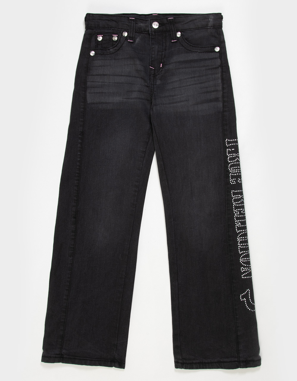 TRUE RELIGION Leila Stone Girls Wide Leg Jeans - WASHED BLACK