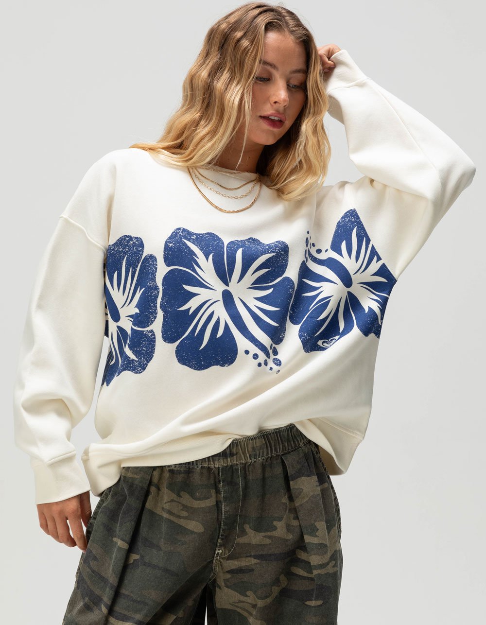 ROXY Morning Hike Womens Crewneck Sweatshirt - WHITE