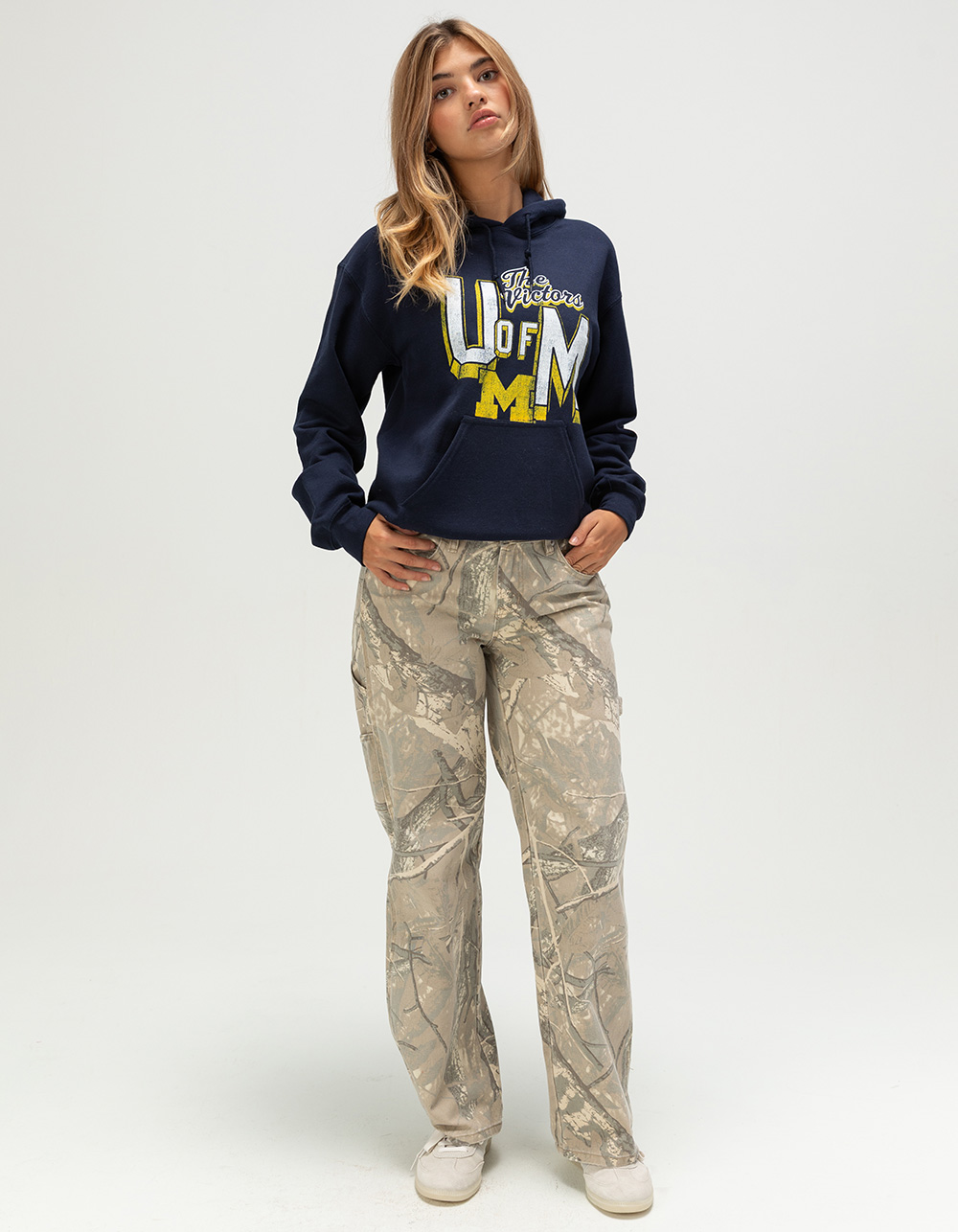 ORIGINAL RETRO BRAND University of Michigan Womens Hoodie - NAVY