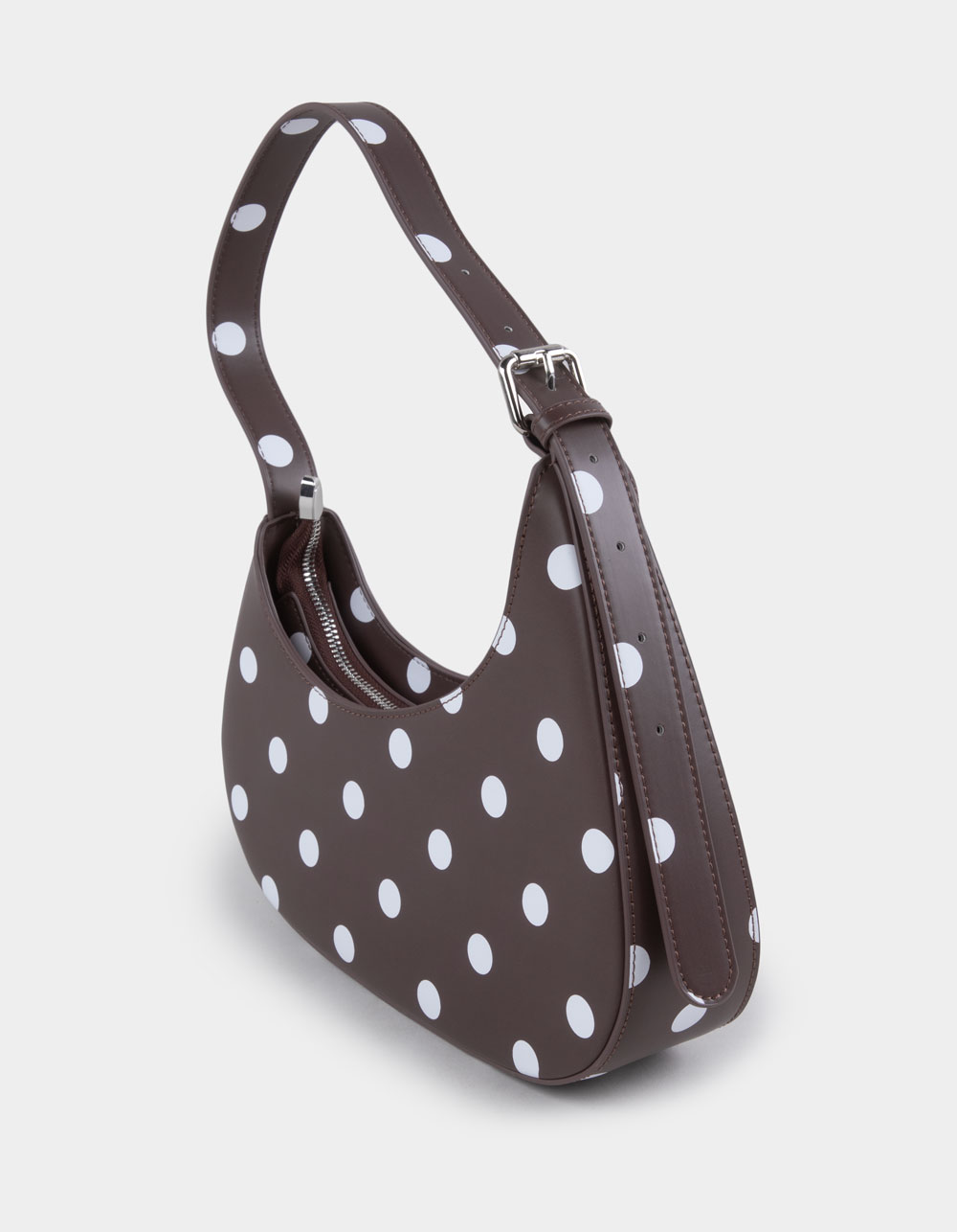Polka Dot Shoulder Bag - CHOCOLATE
