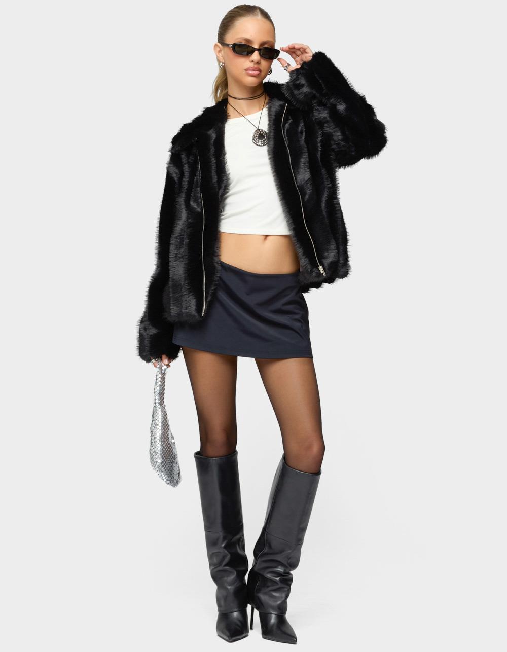 EDIKTED Tedi Faux Fur Jacket - BLACK