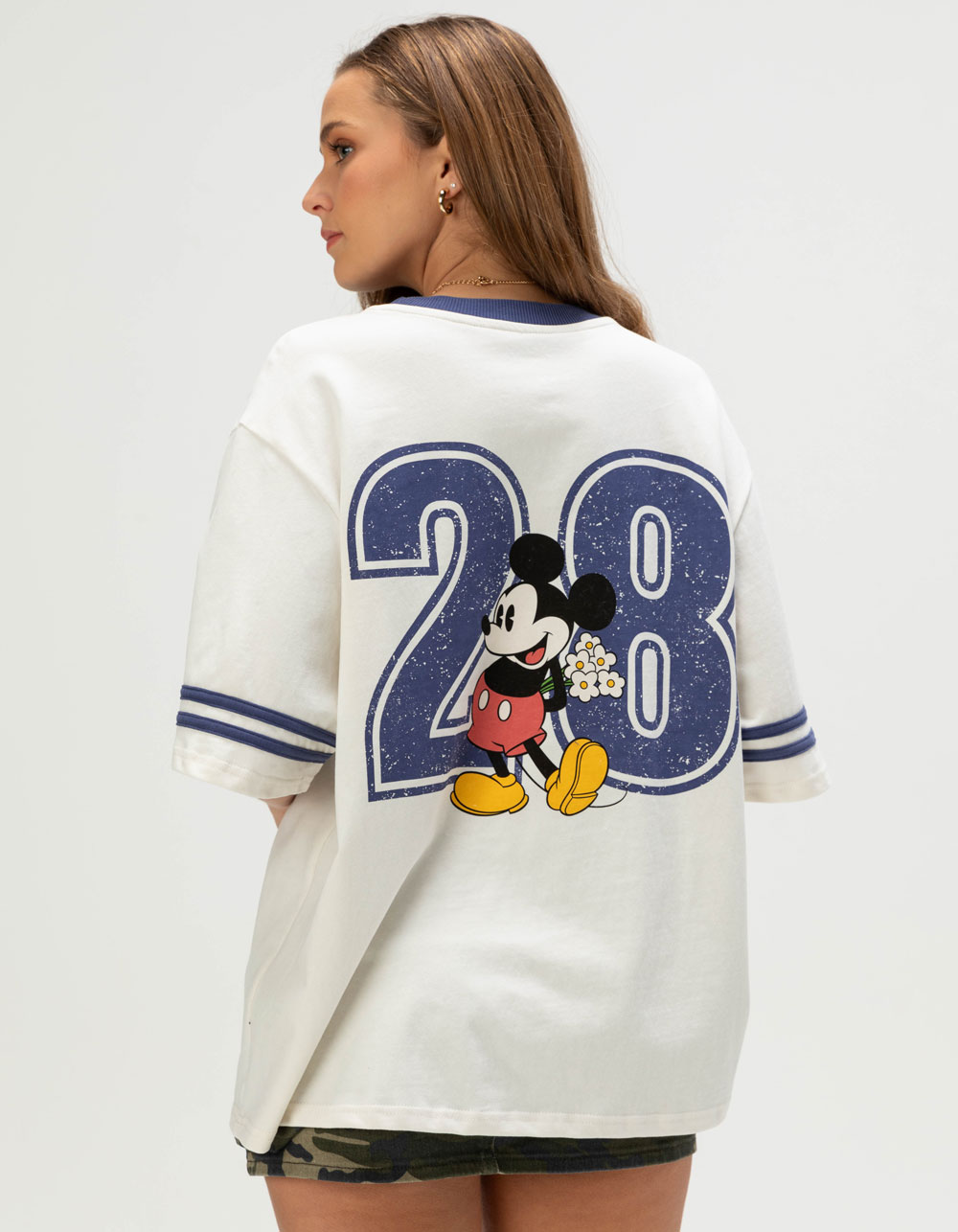 RSQ Disney Mickey Mouse Jersey Mens Boxy Tee - OFF WHITE