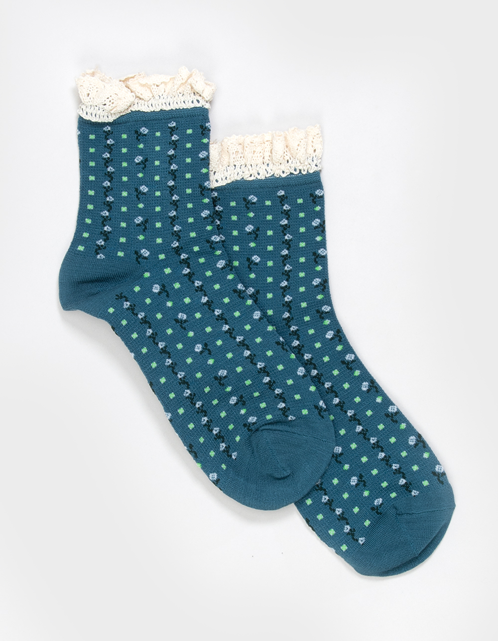 FREE PEOPLE Rosebud Womens Waffle Knit Socks - NAVY COMBO