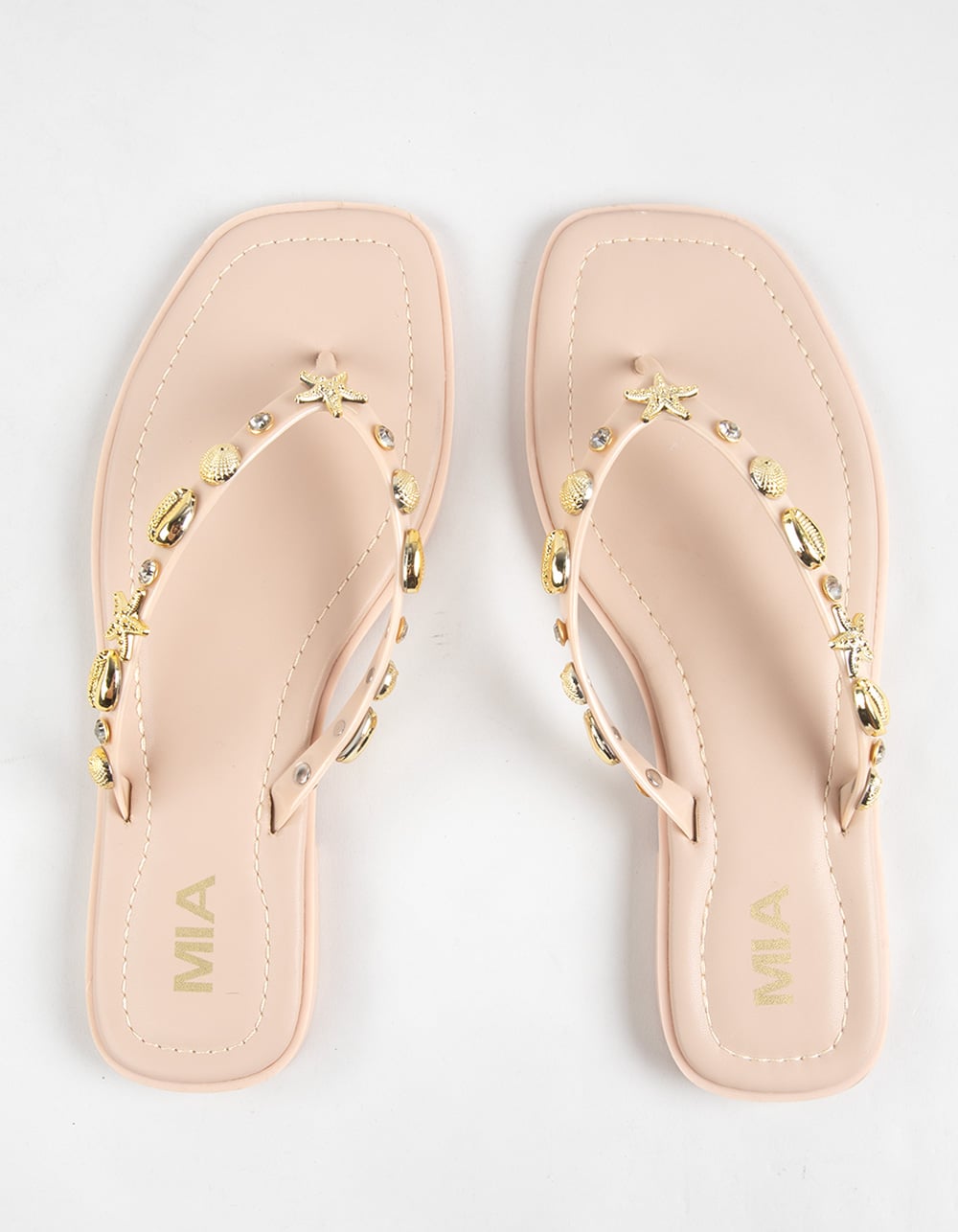 MIA Shell Tulah Womens Jelly Flip Flops - NUDE