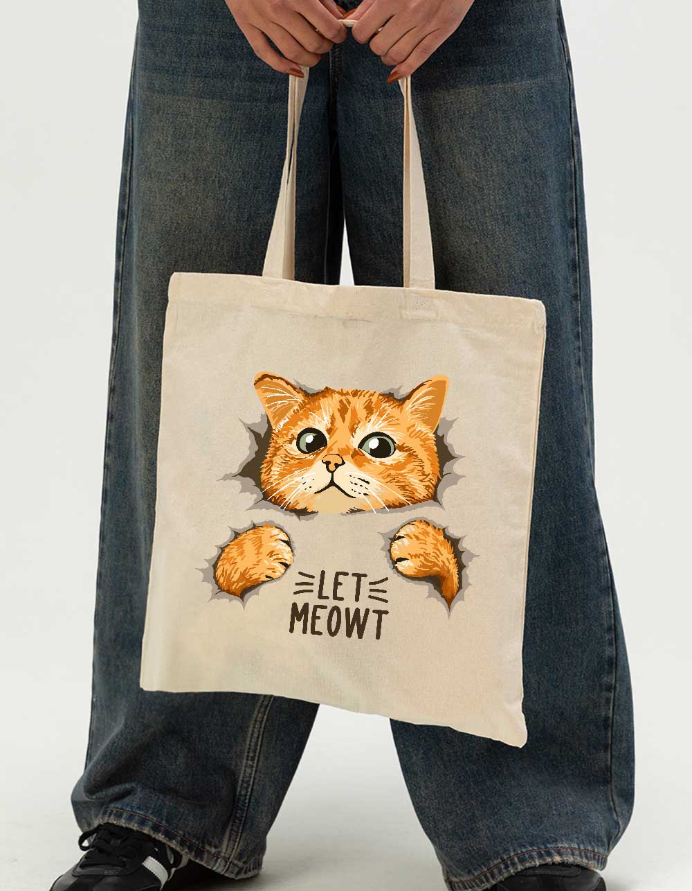 CAT Let Meowt Tote Bag - NATURAL