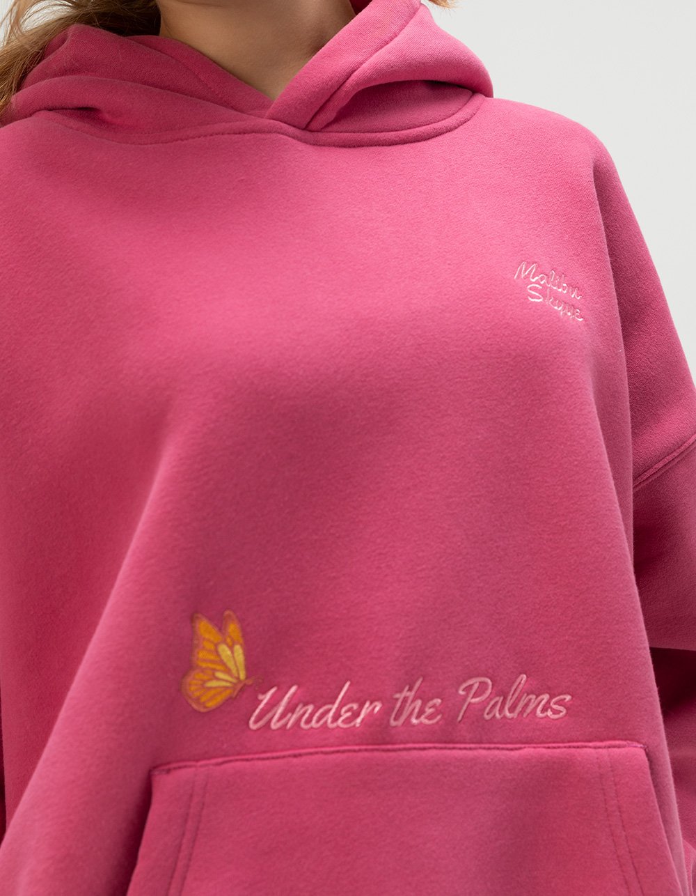 MALIBU SKYYE Under The Palms Embroidered Womens Hoodie - PINK