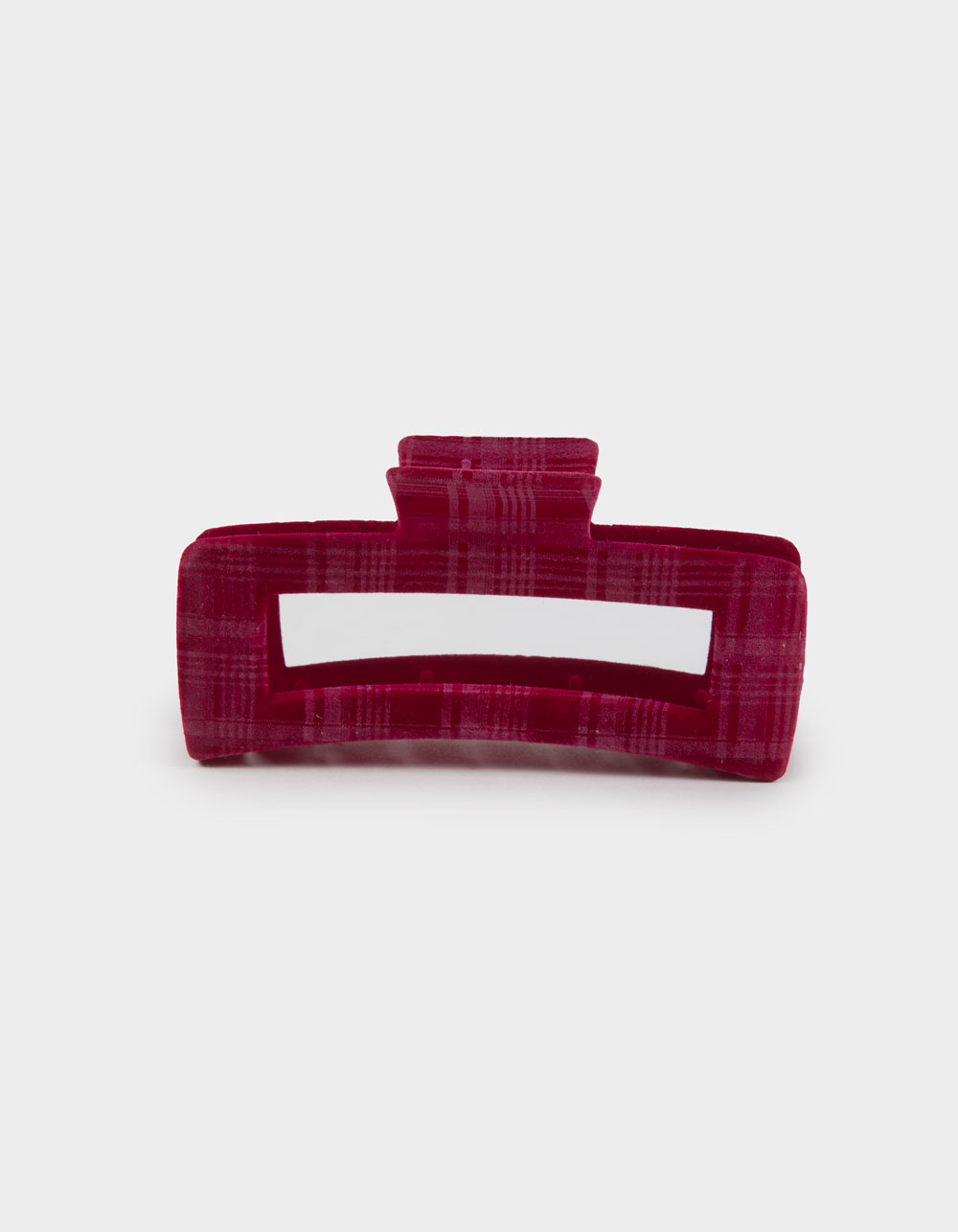 FULL TILT Oversized Plaid Velvet Claw Clip - BURGUNDY