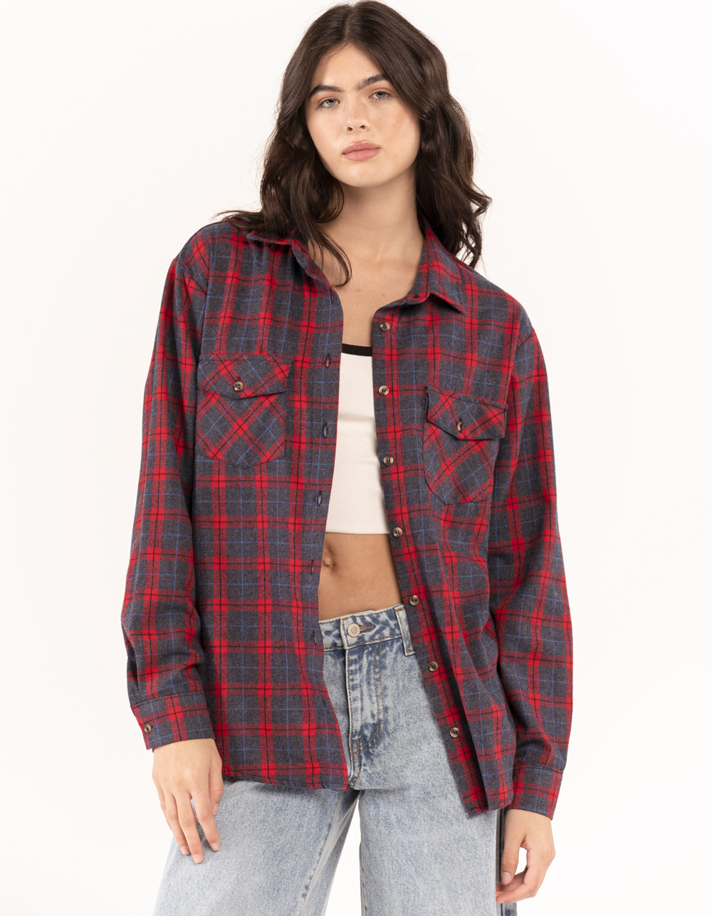 RSQ Womens Traditional Oversized Flannel