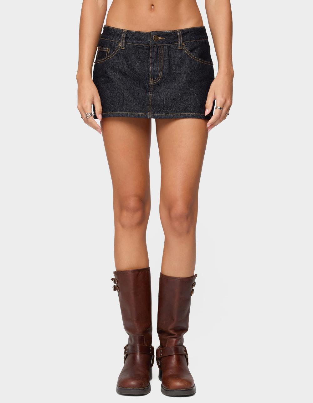 EDIKTED Camelia Denim Mini Skort - DARK BLUE