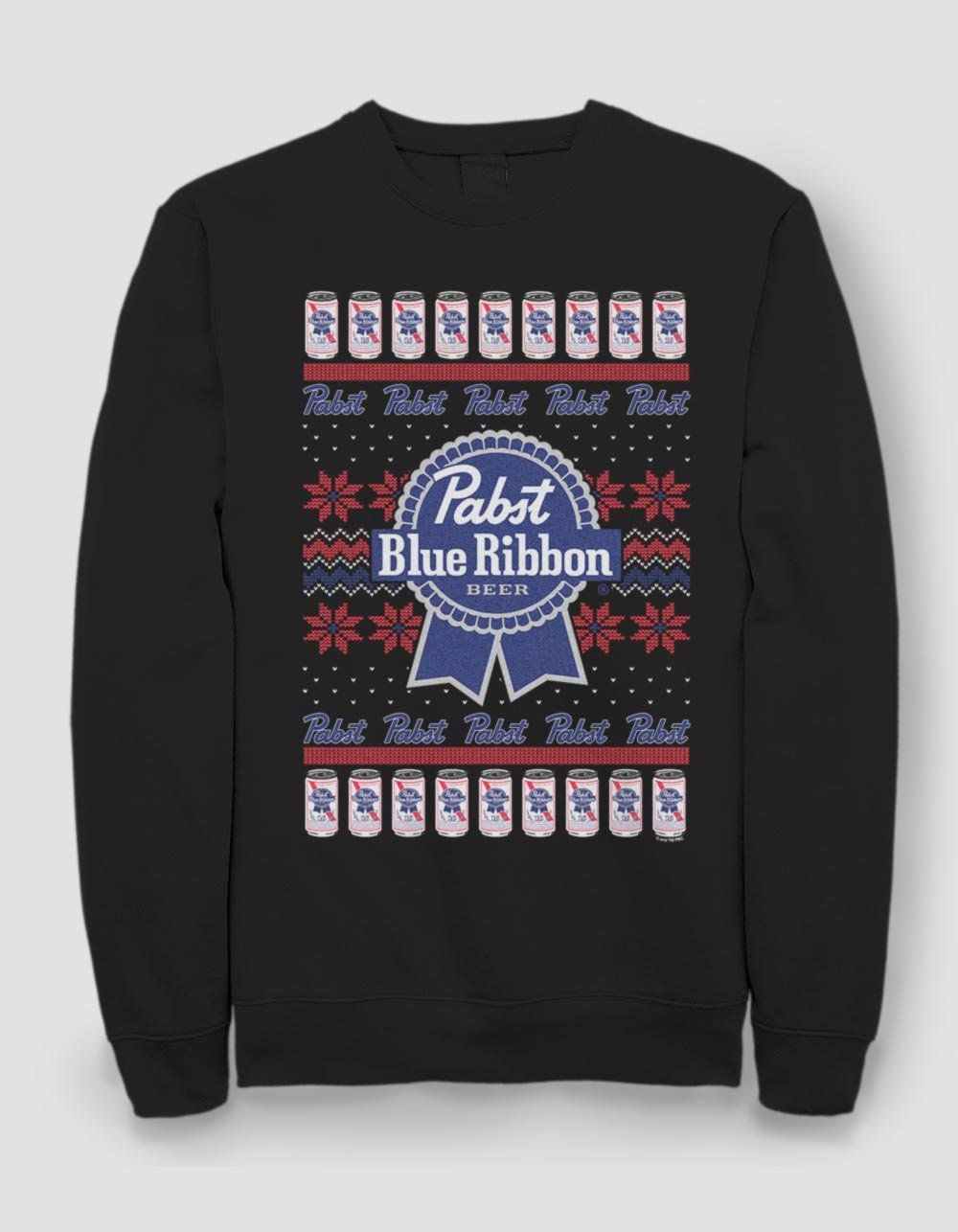 PABST BLUE RIBBON Ugly Holiday Unisex Sweatshirt - BLACK